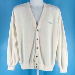 90s cardigan sweater ivory Zeneca Pharmaceuticals 1990s vintage